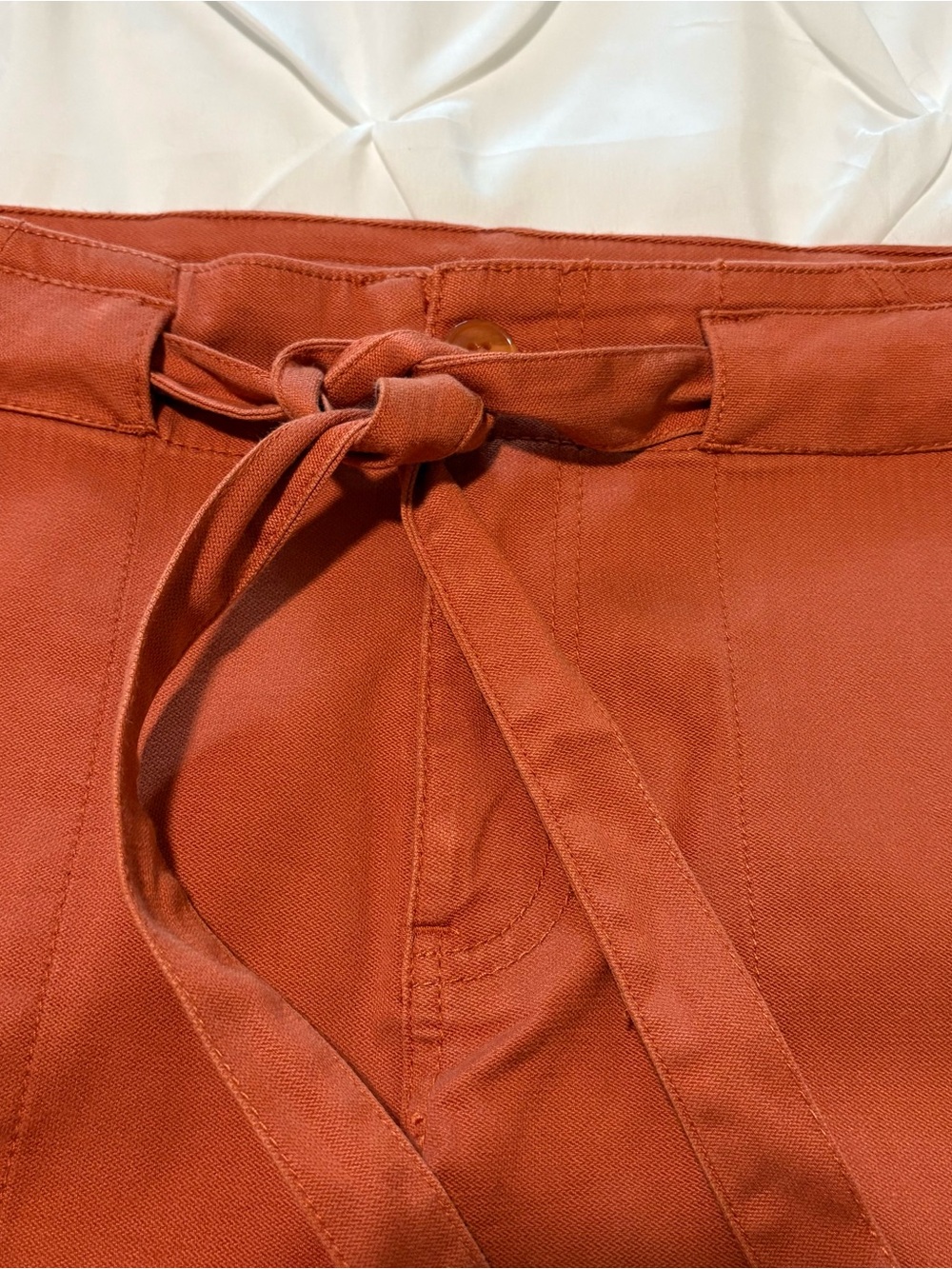 Liverpool Los Angeles Encased Self-Tie High Waist Relaxed Shorts, Orange Rust 6 - Picture 2 of 11
